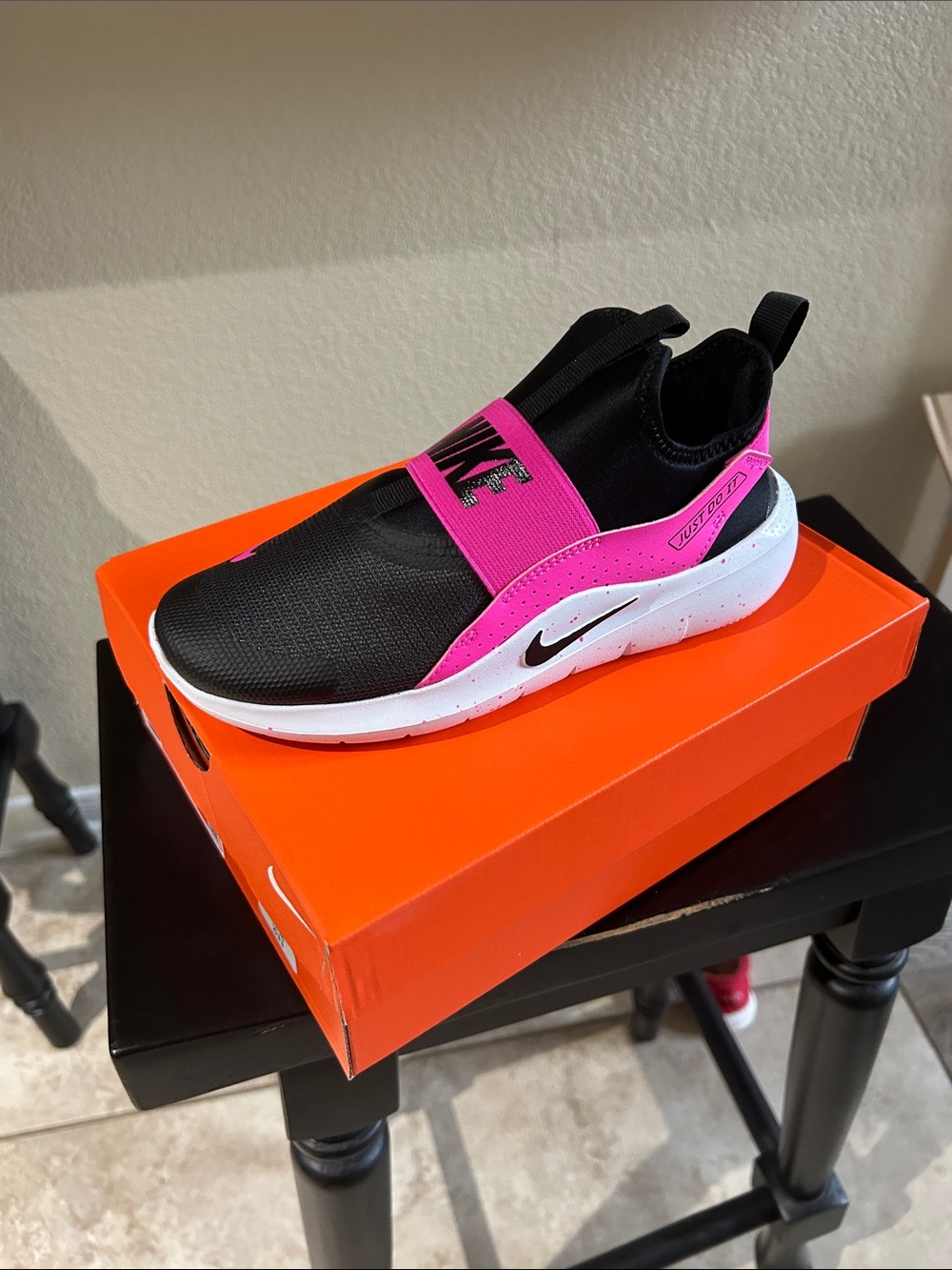 NIB Nike Kids Slip-On Sneakers - Black & Pink 3Y